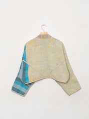 The Kaira Cropped Quilted Indigo Kantha Jacket