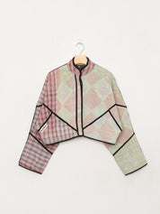 The Kaira Cropped Quilted Patchwork Kantha Jacket