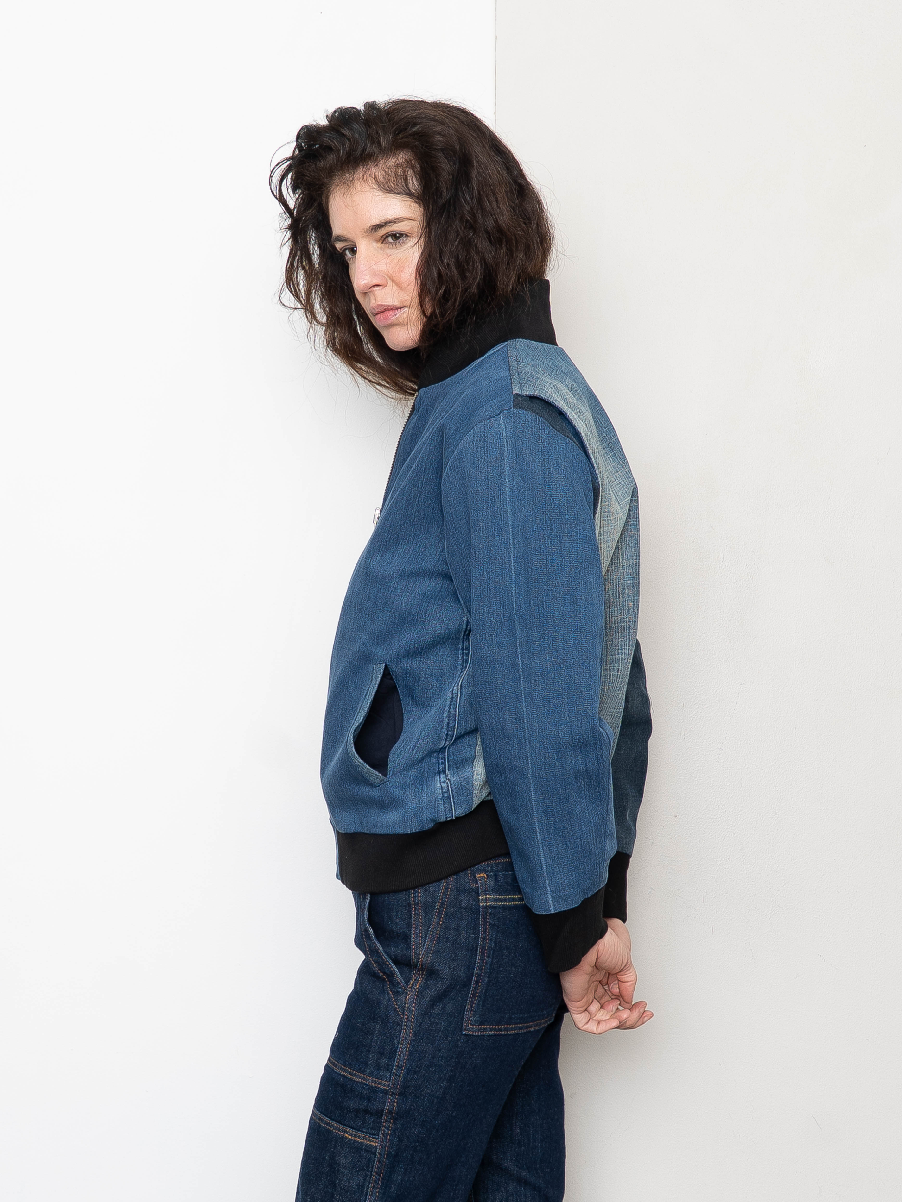 The Veda Denim Bomber Jacket - Small