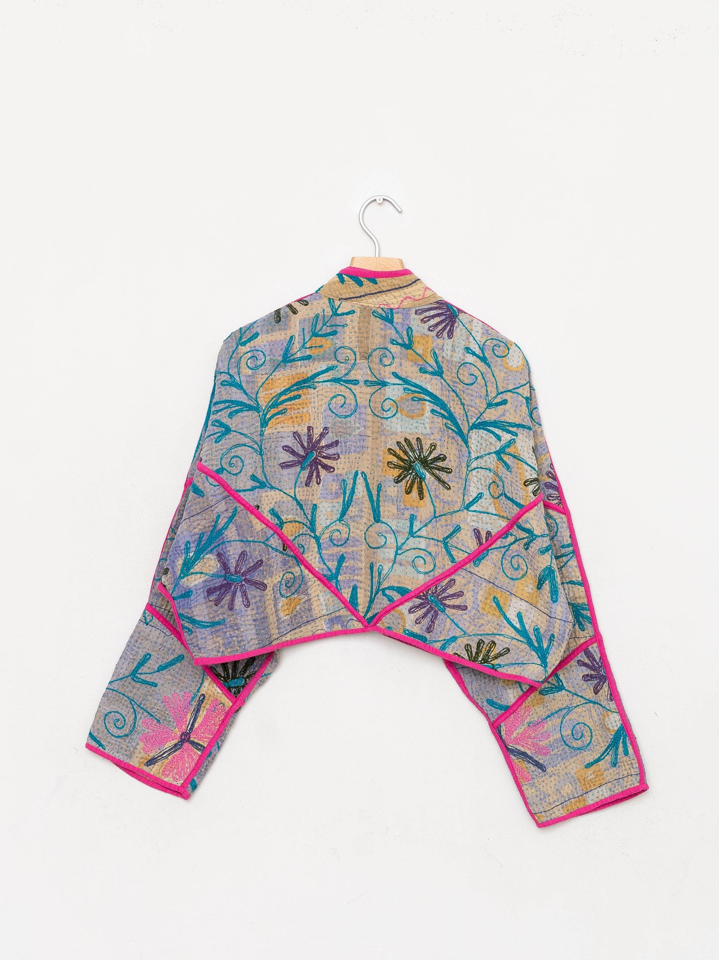 The Kaira Cropped Suzani Quilted Kantha Jacket