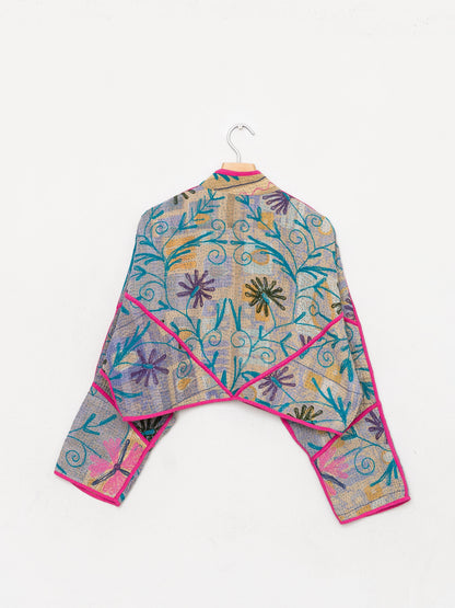 The Kaira Cropped Suzani Quilted Kantha Jacket