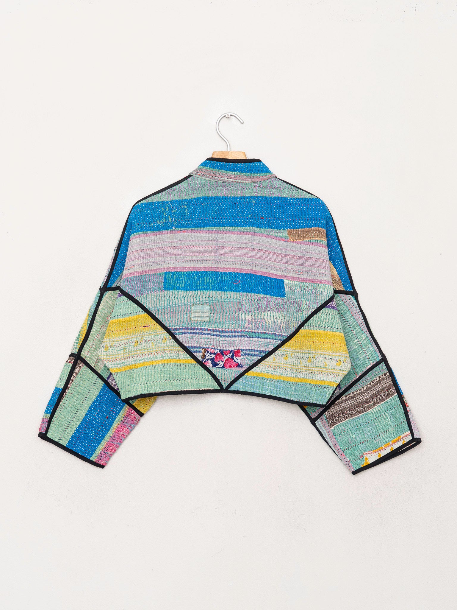 The Kaira Cropped Quilted Patchwork Kantha Jacket