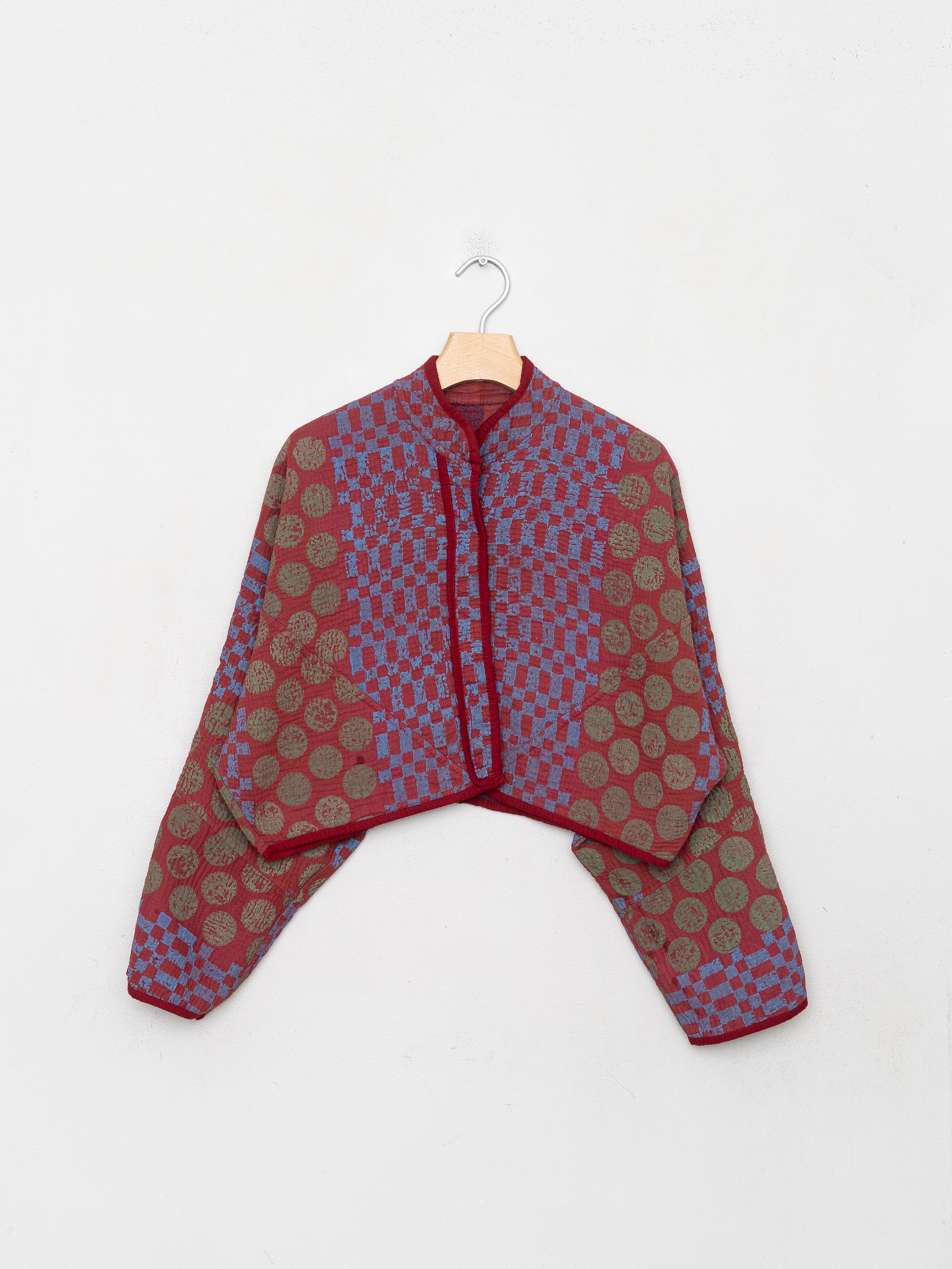 The Kaira Cropped Quilted Indigo Kantha Jacket