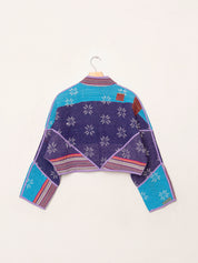 The Kaira Cropped Quilted Patchwork Kantha Jacket