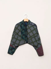 The Kaira Cropped Quilted Patchwork Kantha Jacket