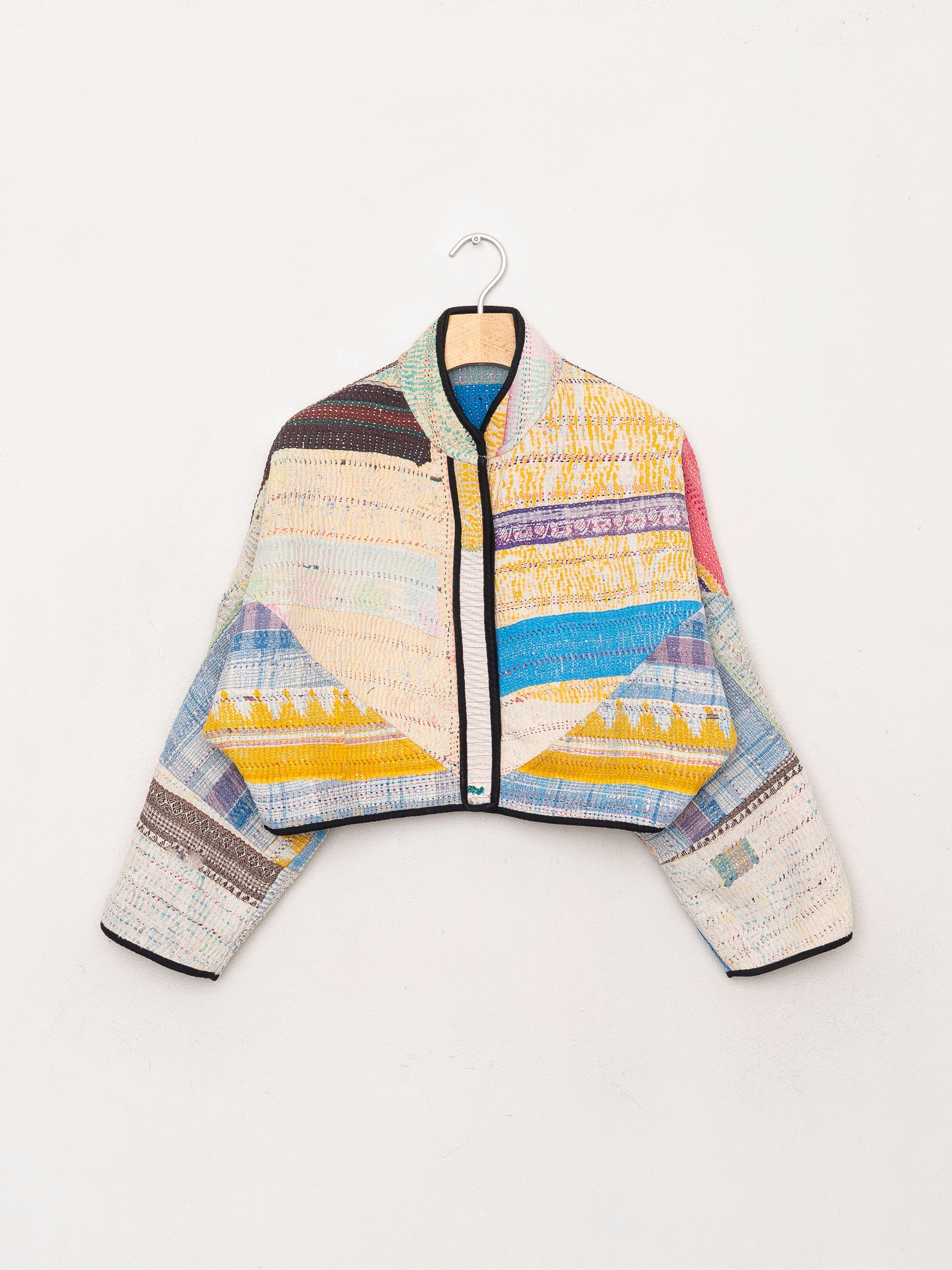 The Kaira Cropped Quilted Patchwork Kantha Jacket