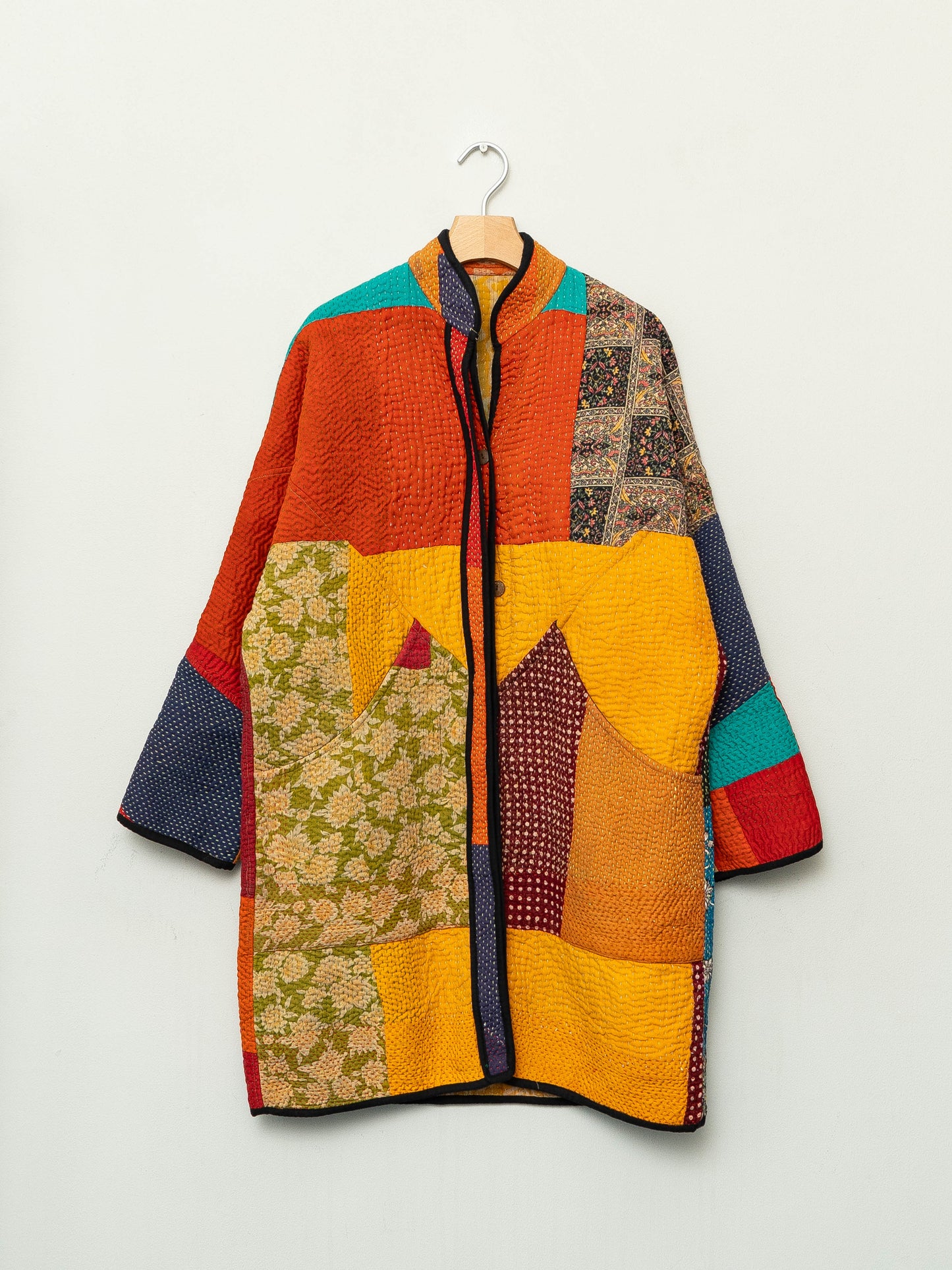 The Sai Quilted Patchwork Kantha Coat