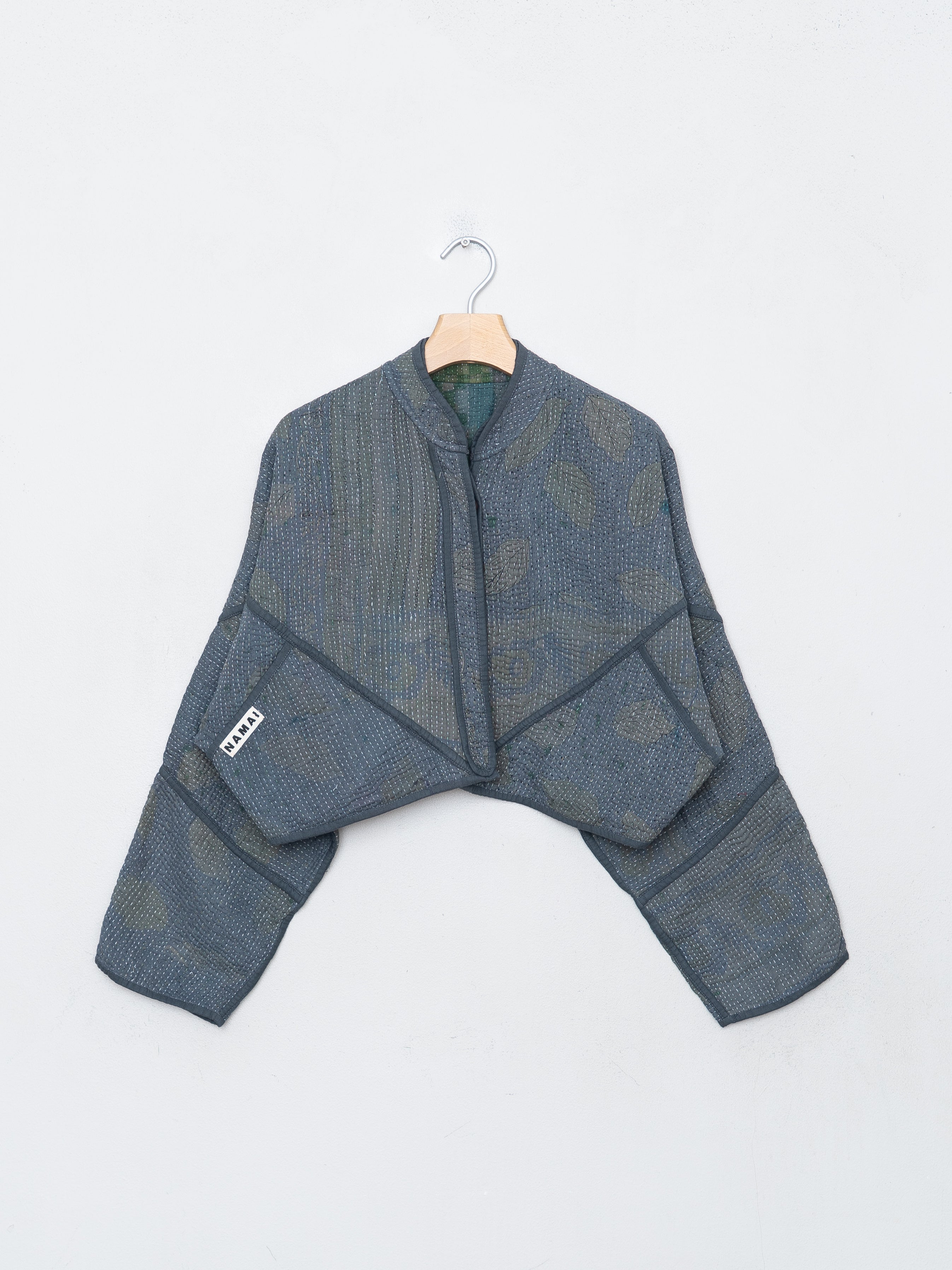The Kaira Cropped Quilted Indigo Kantha Jacket