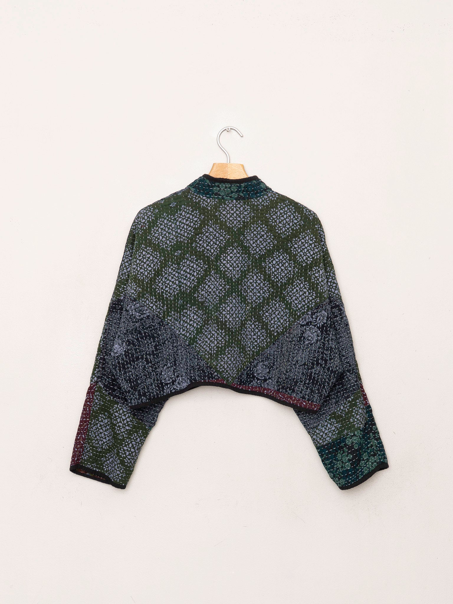 The Kaira Cropped Quilted Patchwork Kantha Jacket