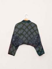 The Kaira Cropped Quilted Patchwork Kantha Jacket