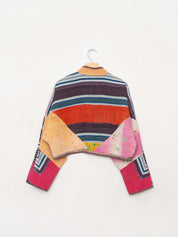The Kaira Cropped Quilted Patchwork Kantha Jacket