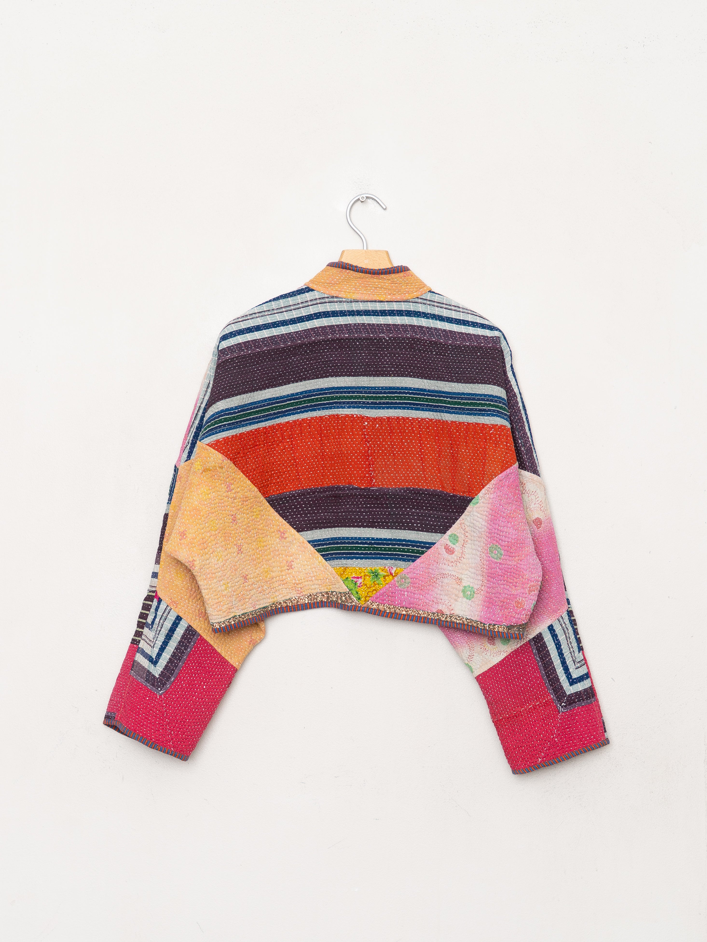 The Kaira Cropped Quilted Patchwork Kantha Jacket