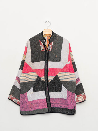 The Narmada Quilted Patchwork Kantha Jacket