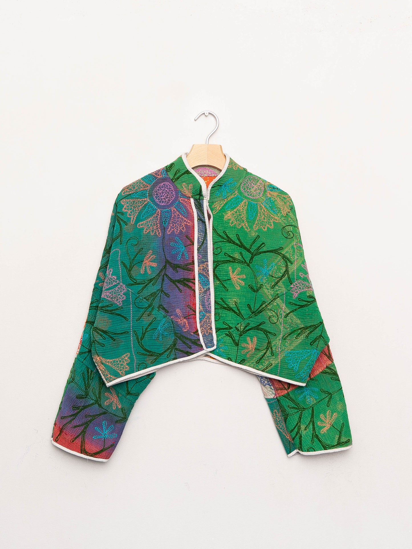 The Kaira Cropped Suzani Quilted Kantha Jacket