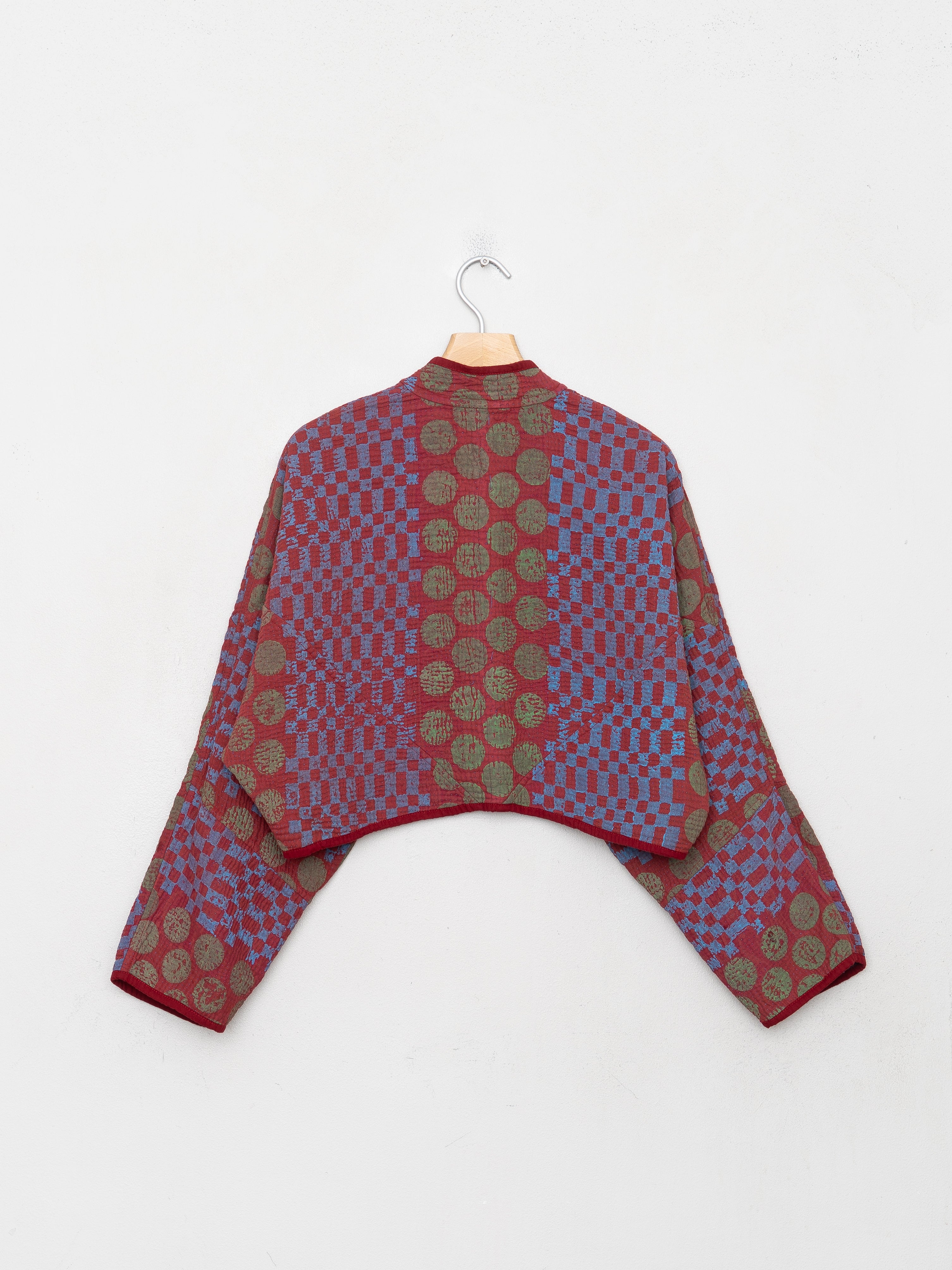 The Kaira Cropped Quilted Indigo Kantha Jacket