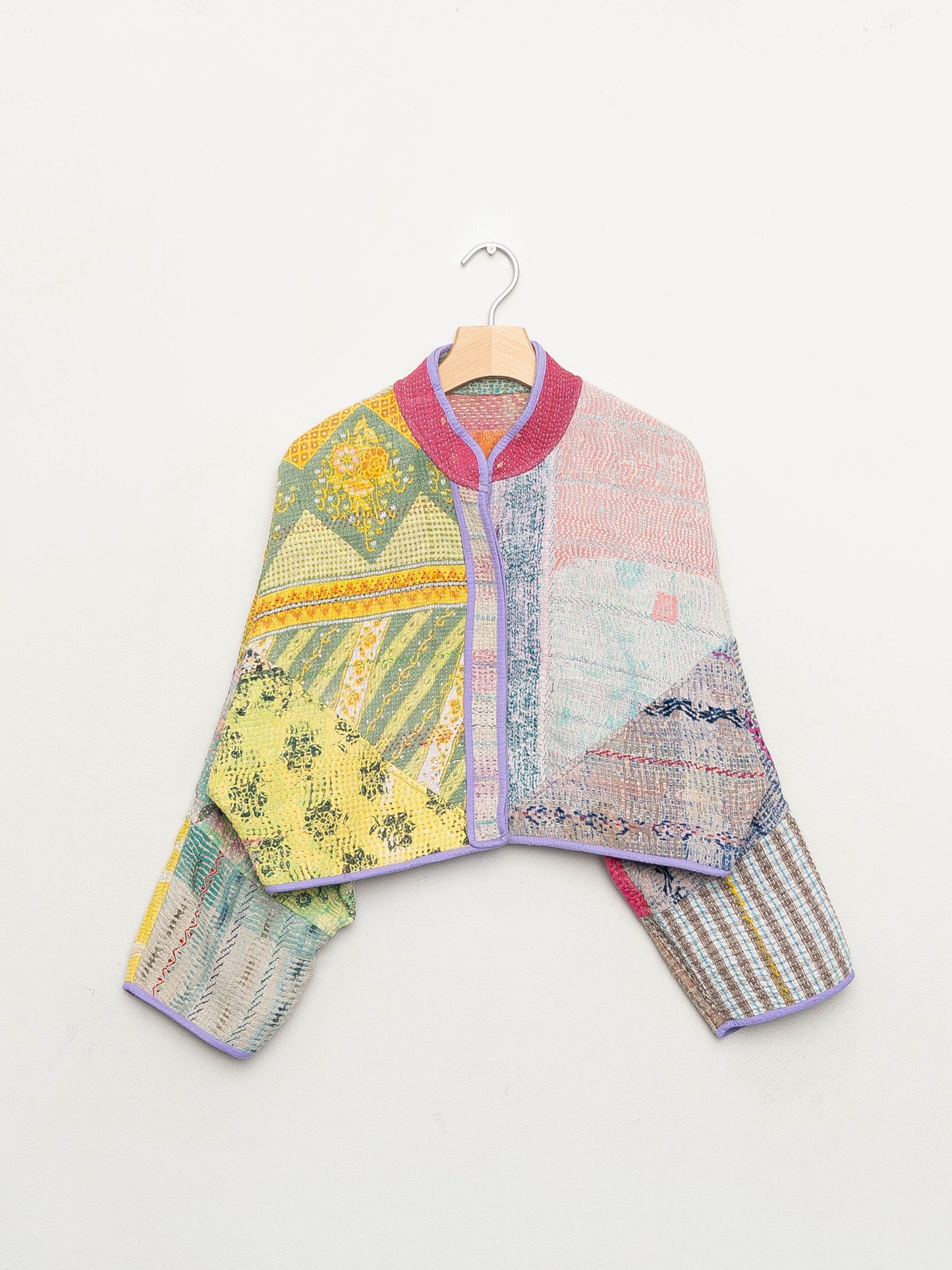 The Kaira Cropped Quilted Patchwork Kantha Jacket