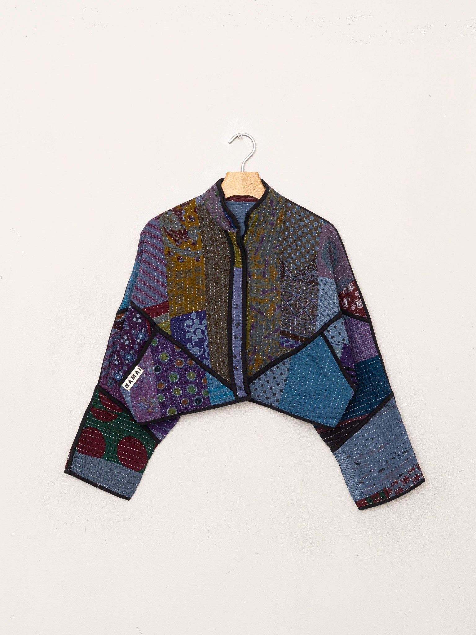 The Kaira Cropped Quilted Patchwork Kantha Jacket
