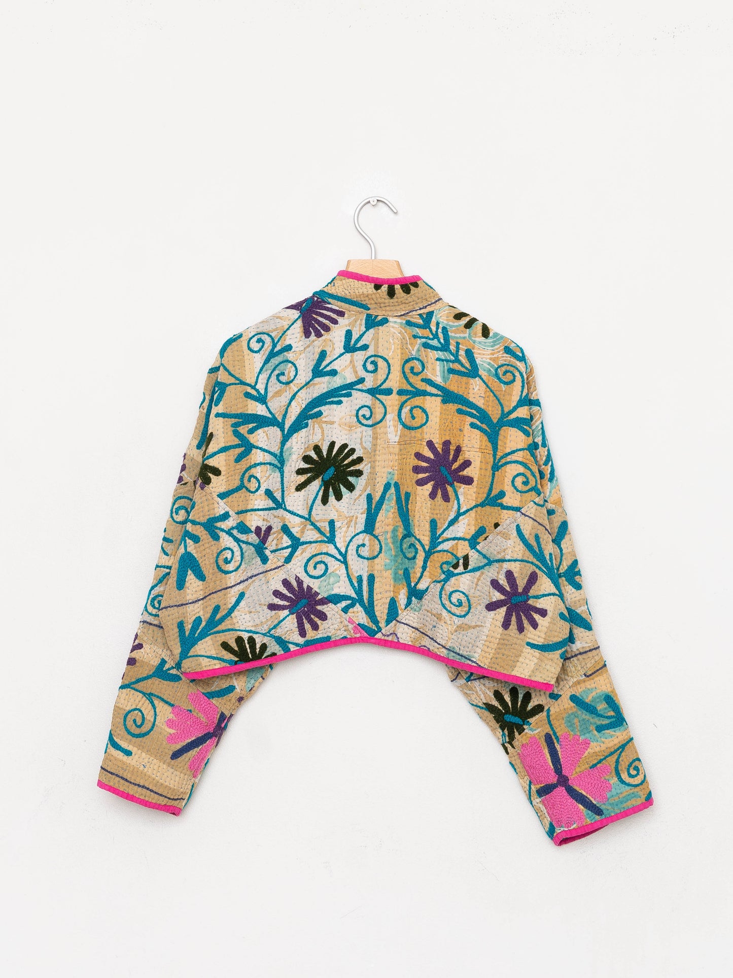 The Kaira Cropped Suzani Quilted Kantha Jacket