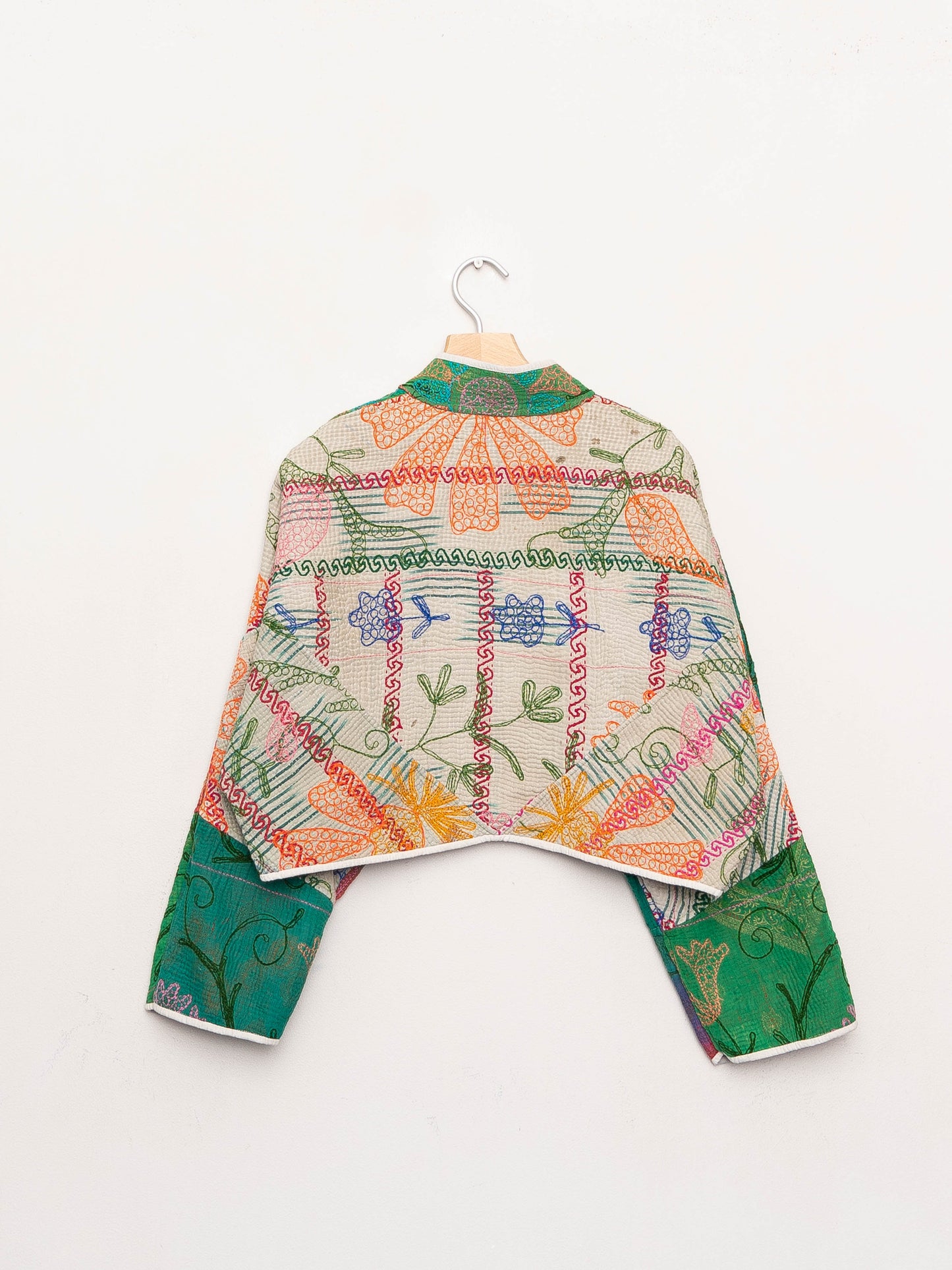 The Kaira Cropped Suzani Quilted Kantha Jacket