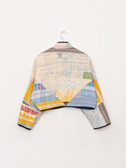The Kaira Cropped Quilted Patchwork Kantha Jacket