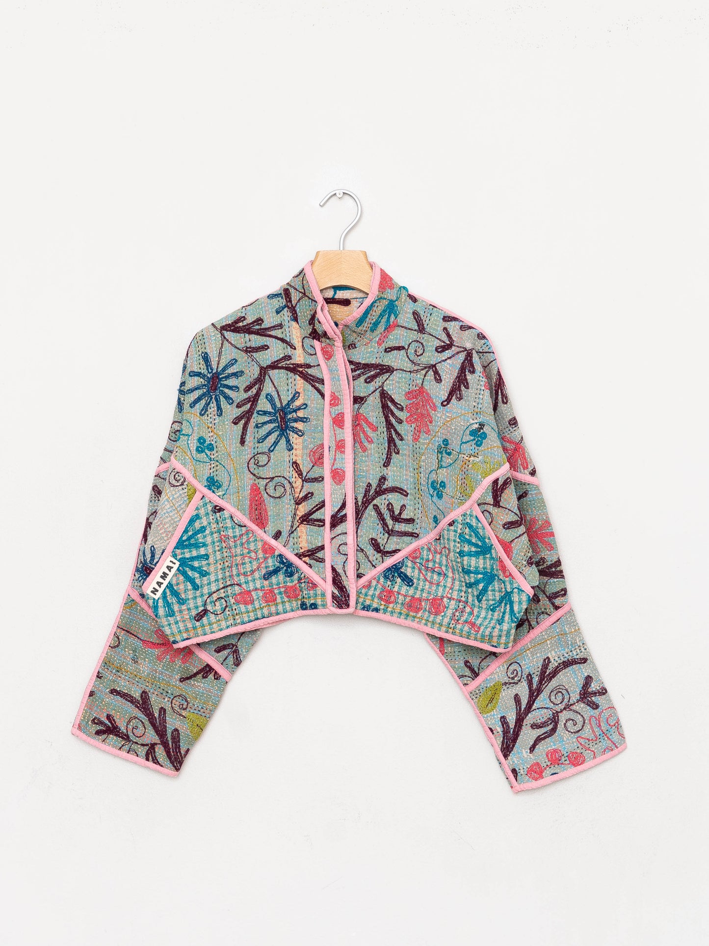 The Kaira Cropped Suzani Quilted Kantha Jacket