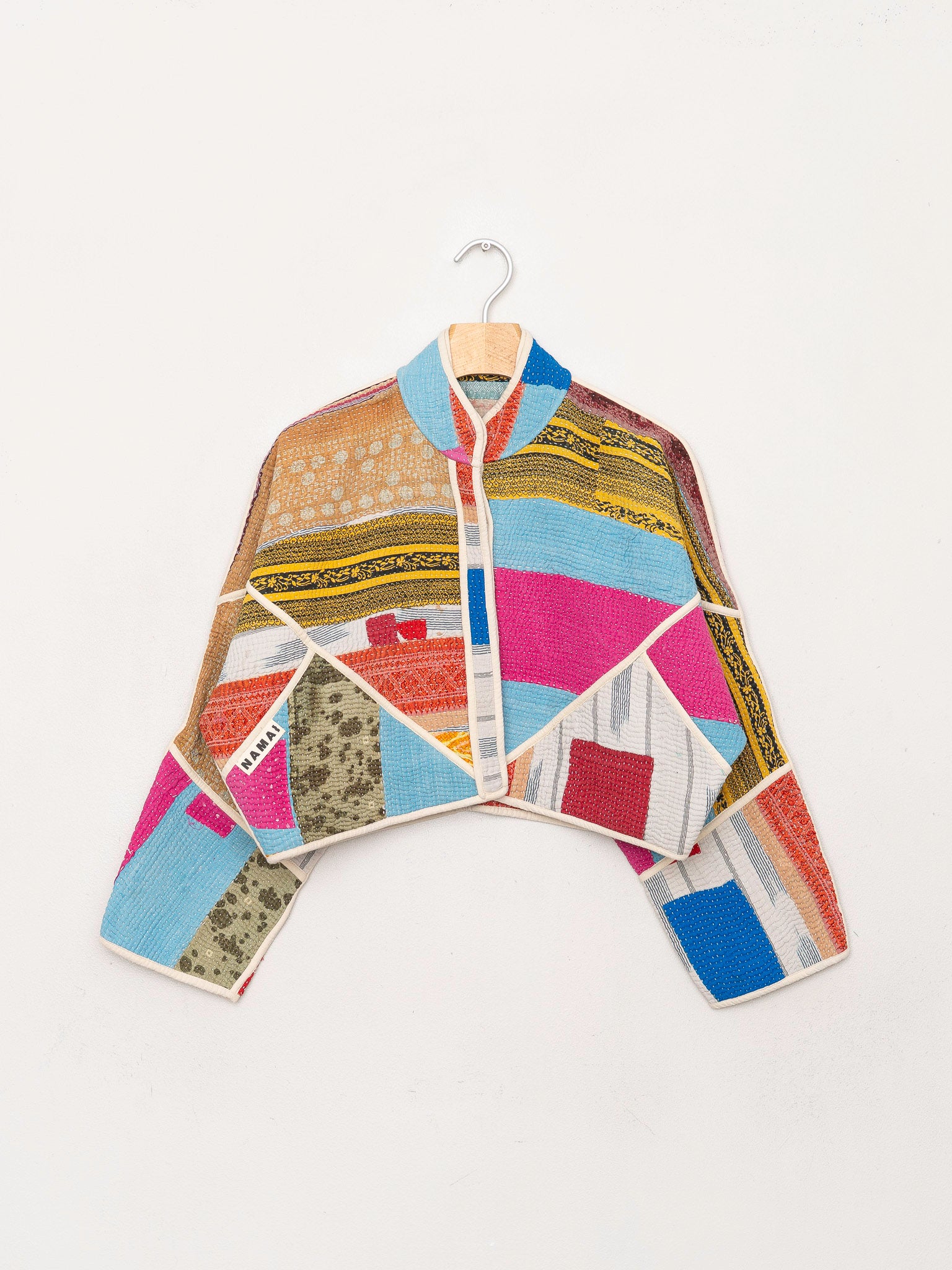 The Kaira Cropped Quilted Patchwork Kantha Jacket