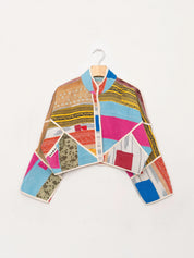The Kaira Cropped Quilted Patchwork Kantha Jacket