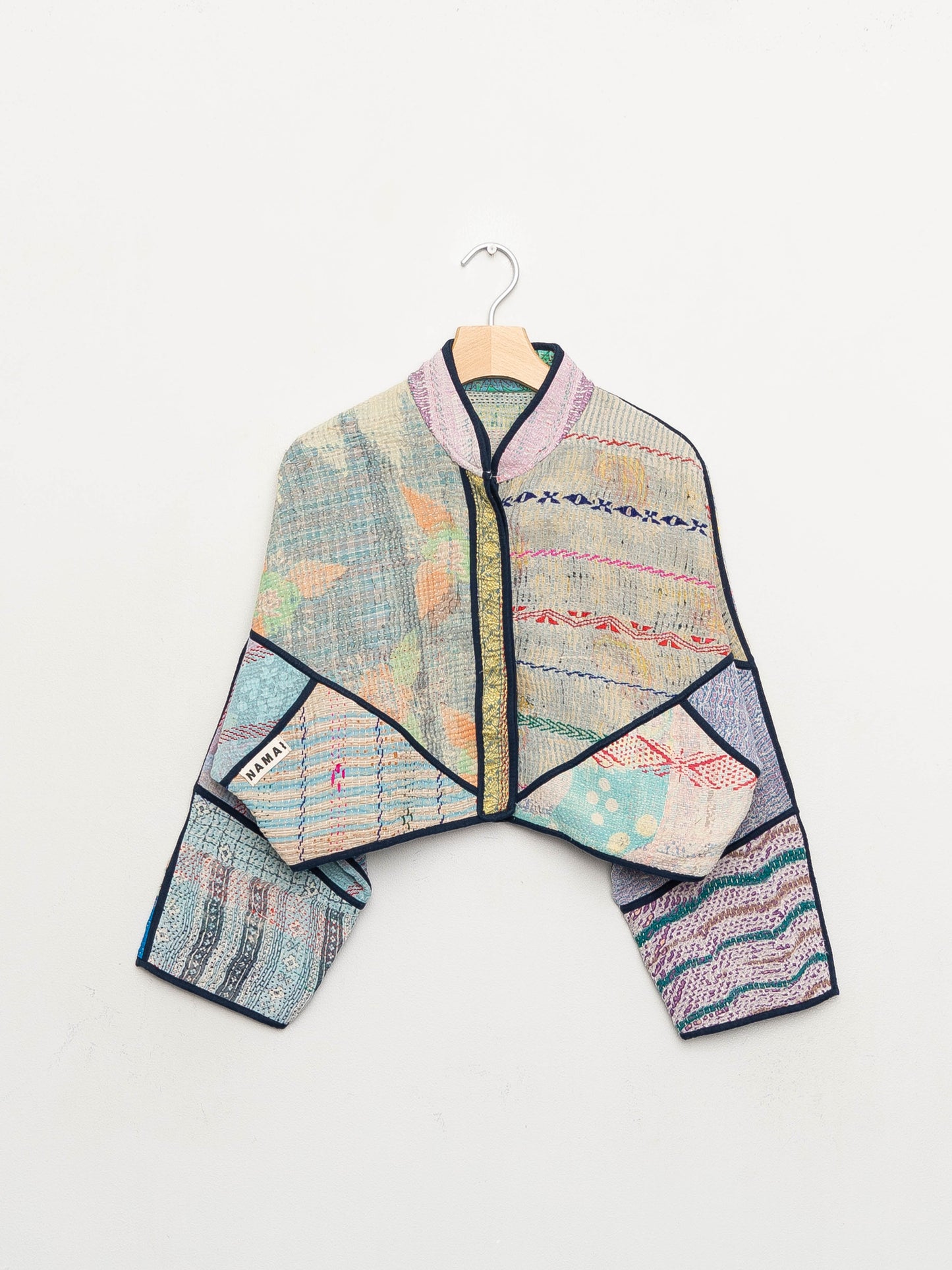 The Kaira Cropped Quilted Patchwork Kantha Jacket