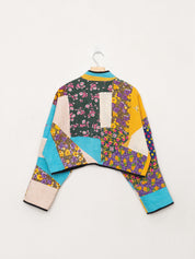 The Kaira Cropped Quilted Patchwork Kantha Jacket