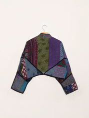 The Kaira Cropped Quilted Patchwork Kantha Jacket