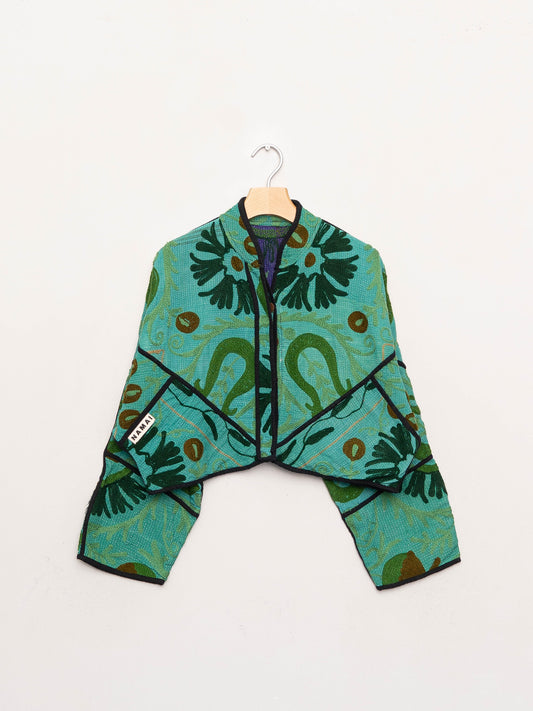 The Kaira Cropped Suzani Quilted Kantha Jacket