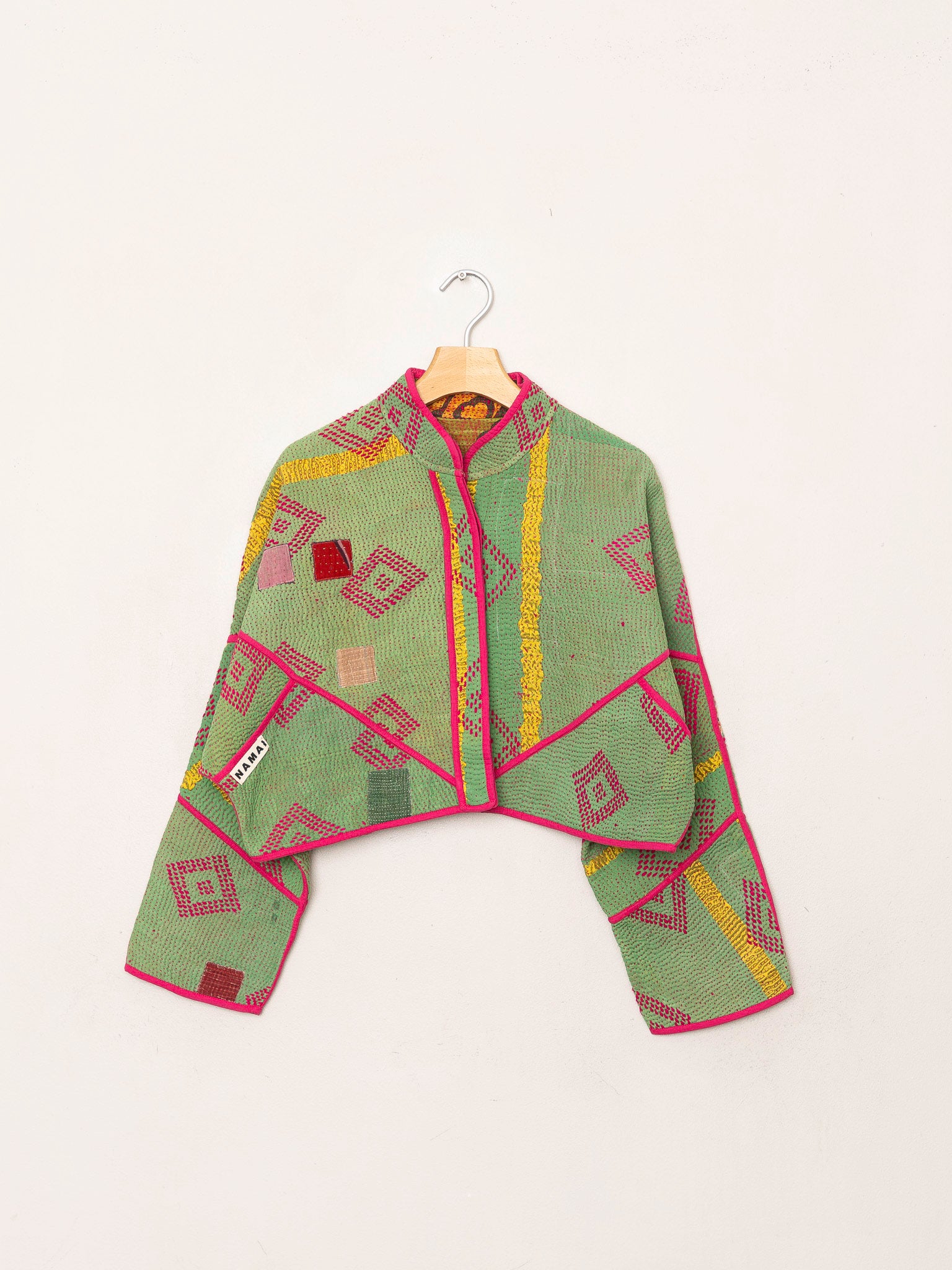 The Kaira Cropped Quilted Patchwork Kantha Jacket