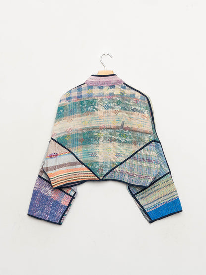 The Kaira Cropped Quilted Patchwork Kantha Jacket