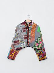 The Kaira Cropped Quilted Patchwork Kantha Jacket