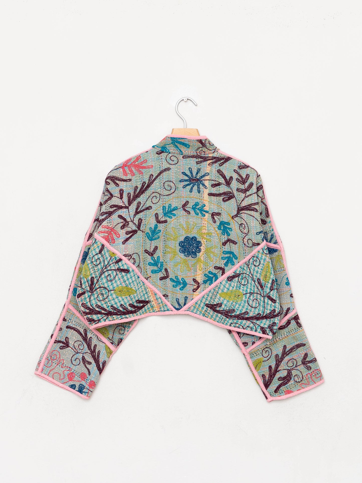 The Kaira Cropped Suzani Quilted Kantha Jacket