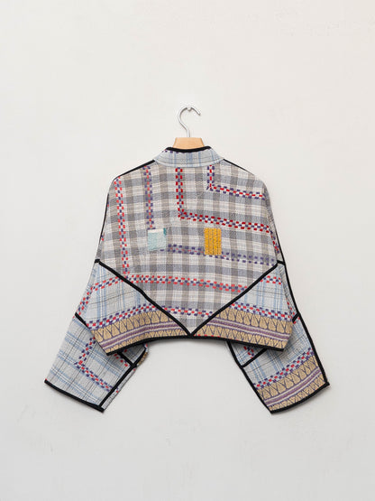 The Kaira Cropped Quilted Patchwork Kantha Jacket