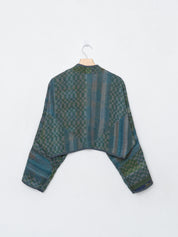 The Kaira Cropped Quilted Indigo Kantha Jacket