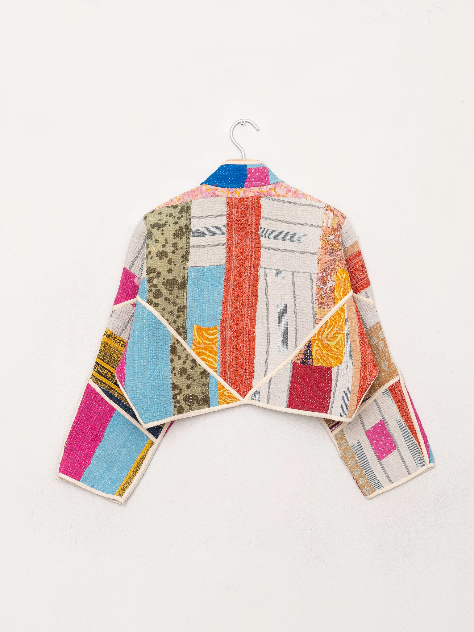 The Kaira Cropped Quilted Patchwork Kantha Jacket