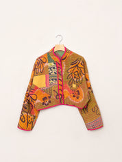 The Kaira Cropped Quilted Patchwork Kantha Jacket