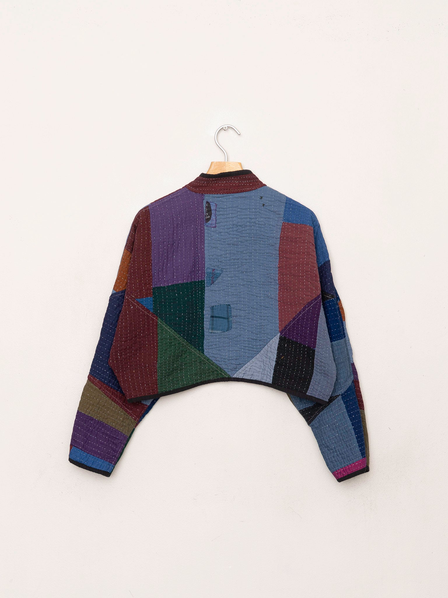 The Kaira Cropped Quilted Patchwork Kantha Jacket