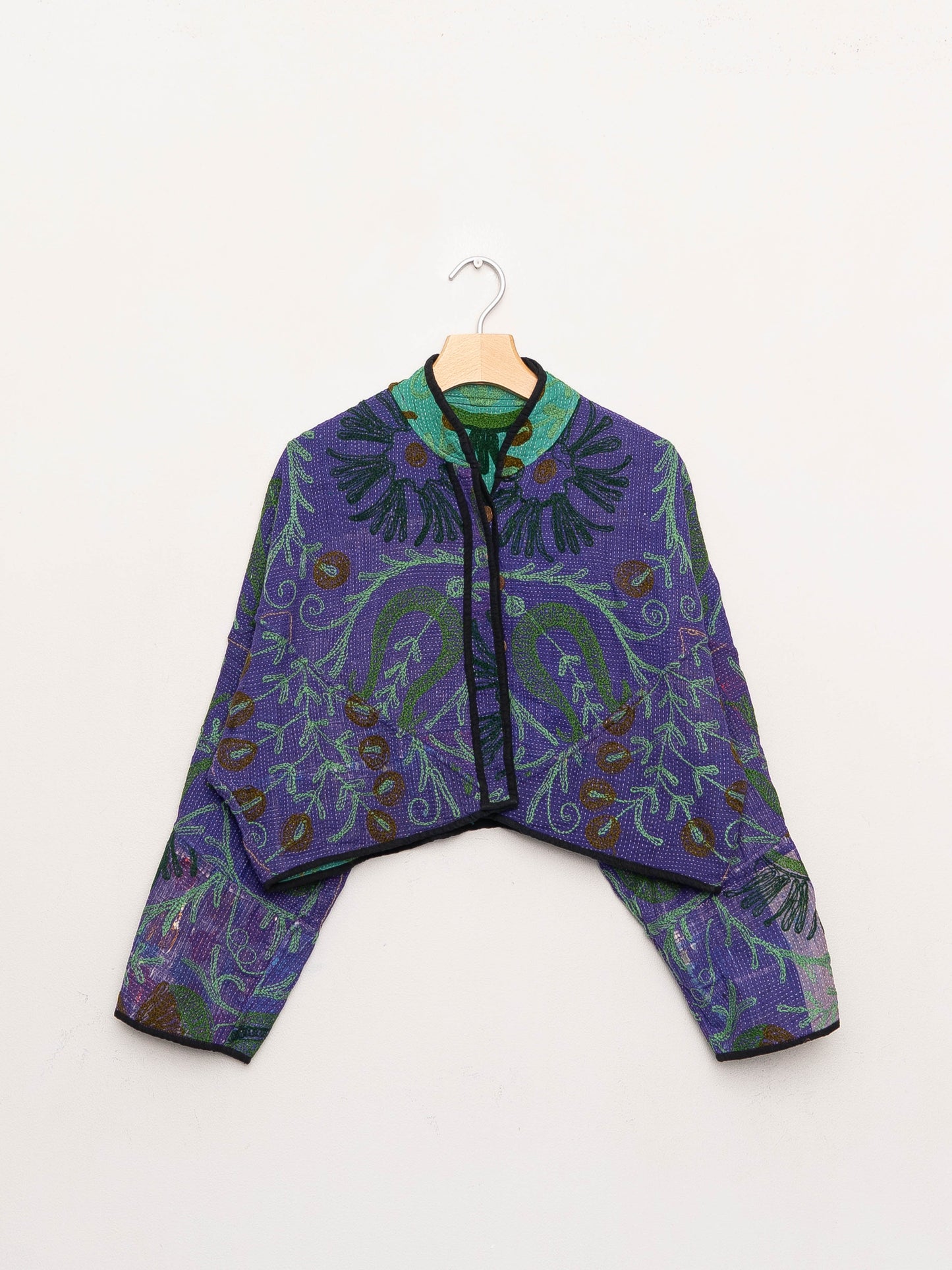 The Kaira Cropped Suzani Quilted Kantha Jacket