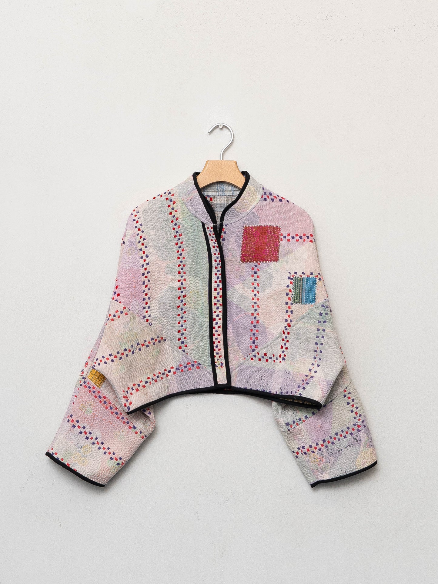 The Kaira Cropped Quilted Patchwork Kantha Jacket