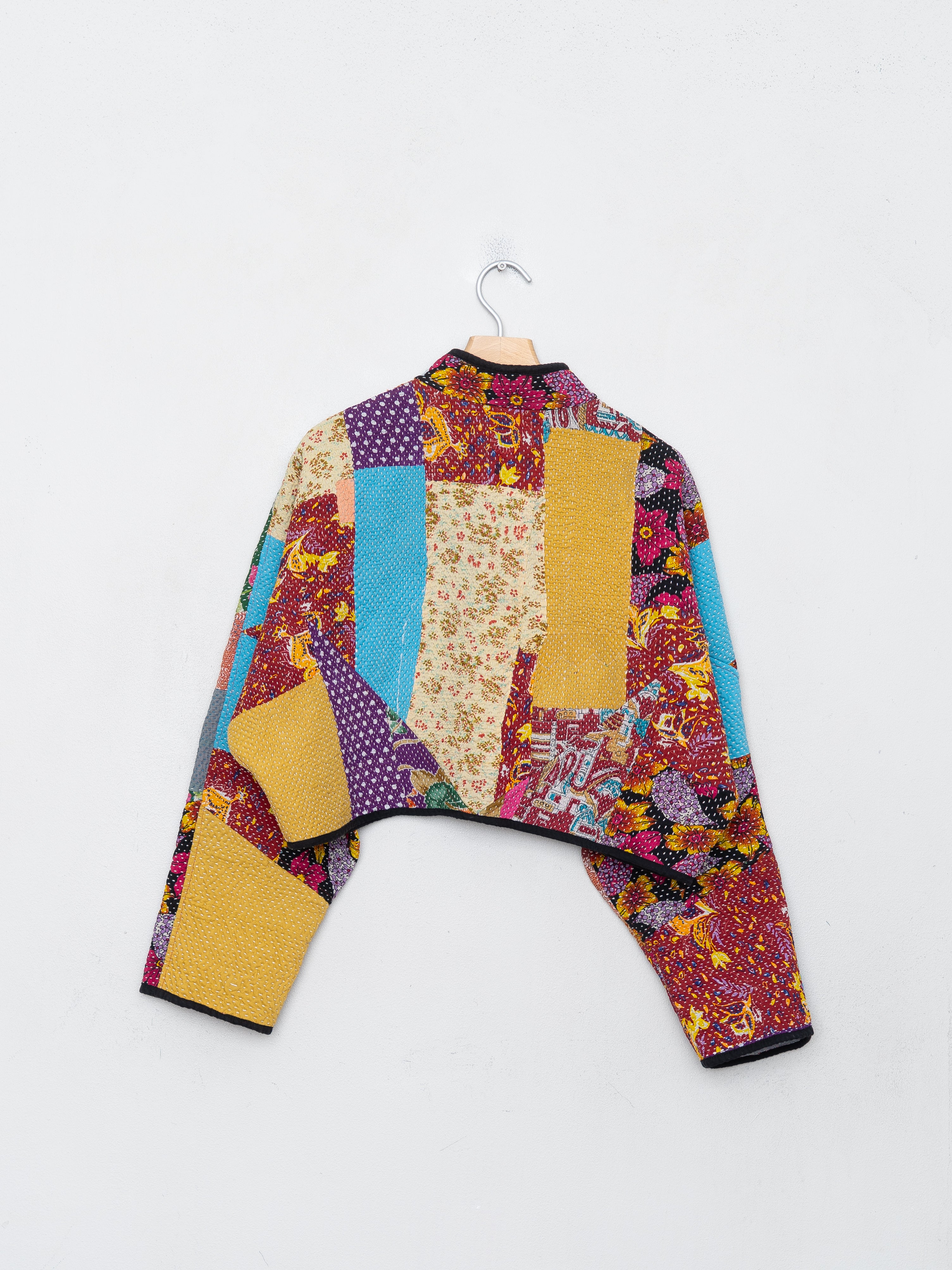 The Kaira Cropped Quilted Patchwork Kantha Jacket