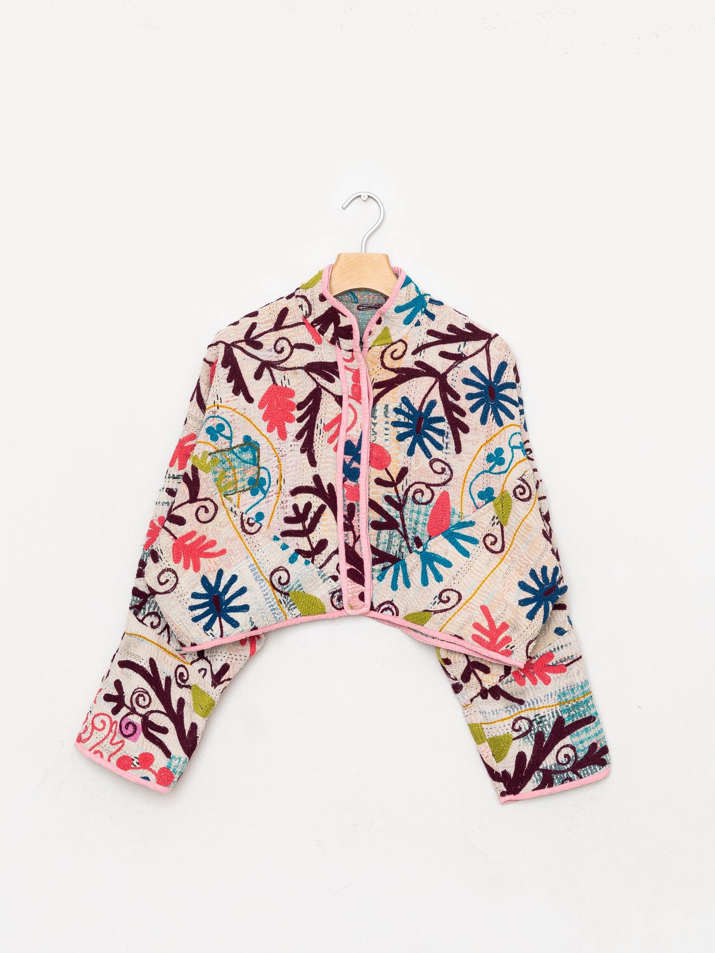 The Kaira Cropped Suzani Quilted Kantha Jacket