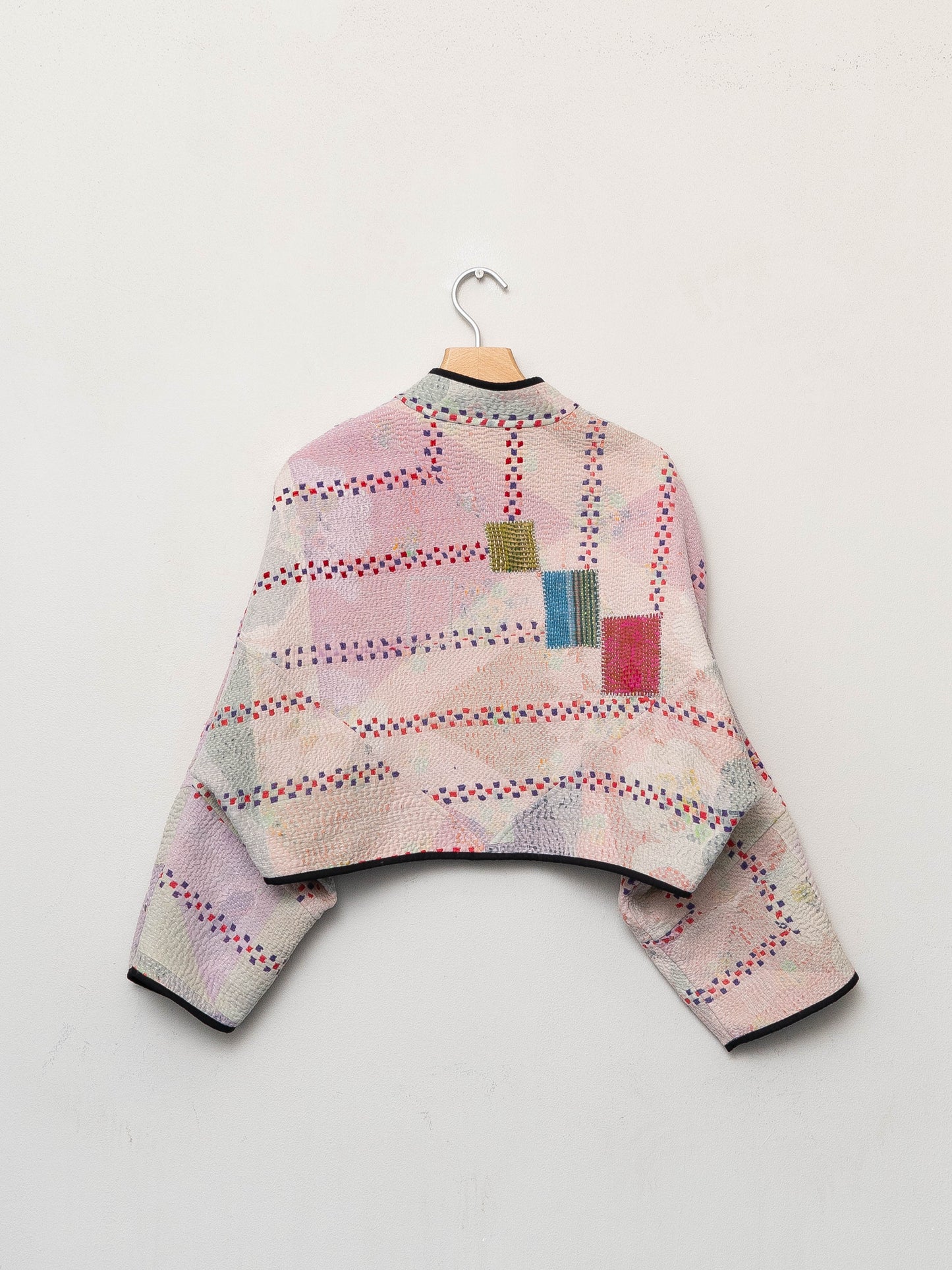 The Kaira Cropped Quilted Patchwork Kantha Jacket