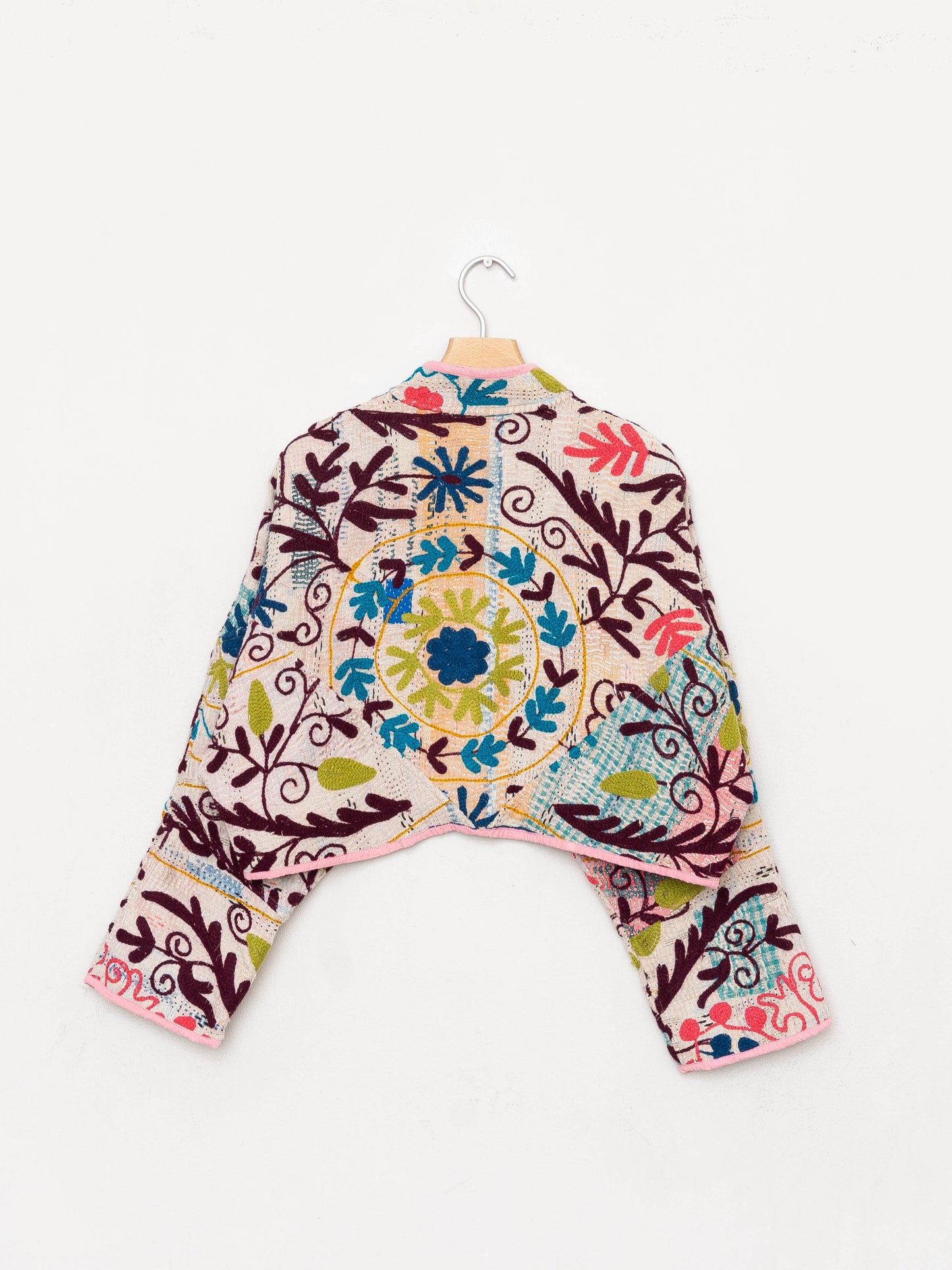 The Kaira Cropped Suzani Quilted Kantha Jacket