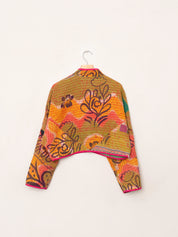 The Kaira Cropped Quilted Patchwork Kantha Jacket