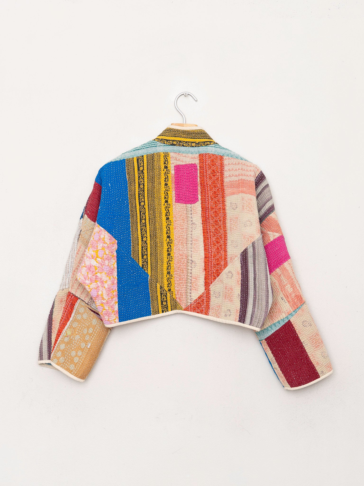 The Kaira Cropped Quilted Patchwork Kantha Jacket