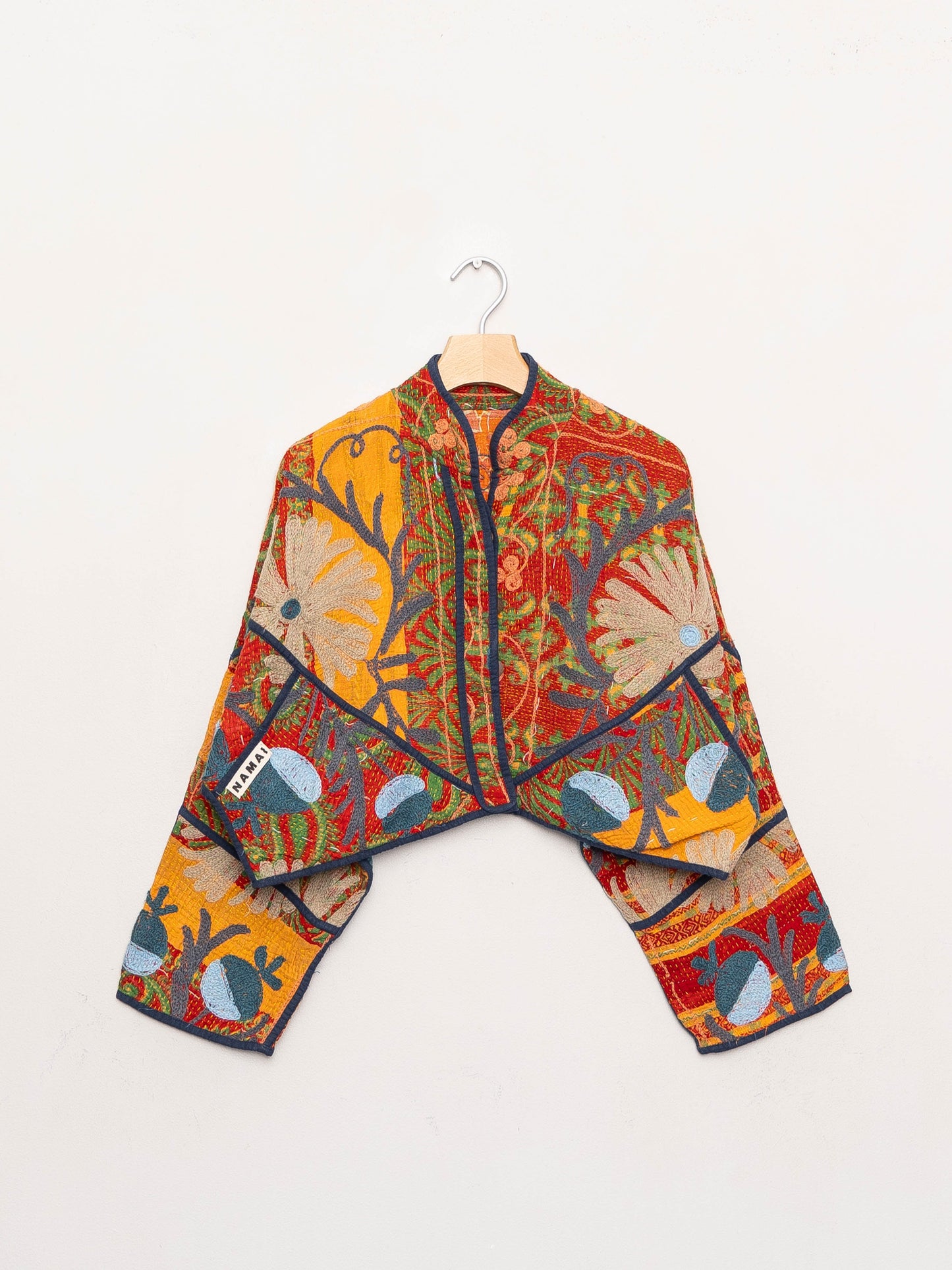 The Kaira Cropped Suzani Quilted Kantha Jacket