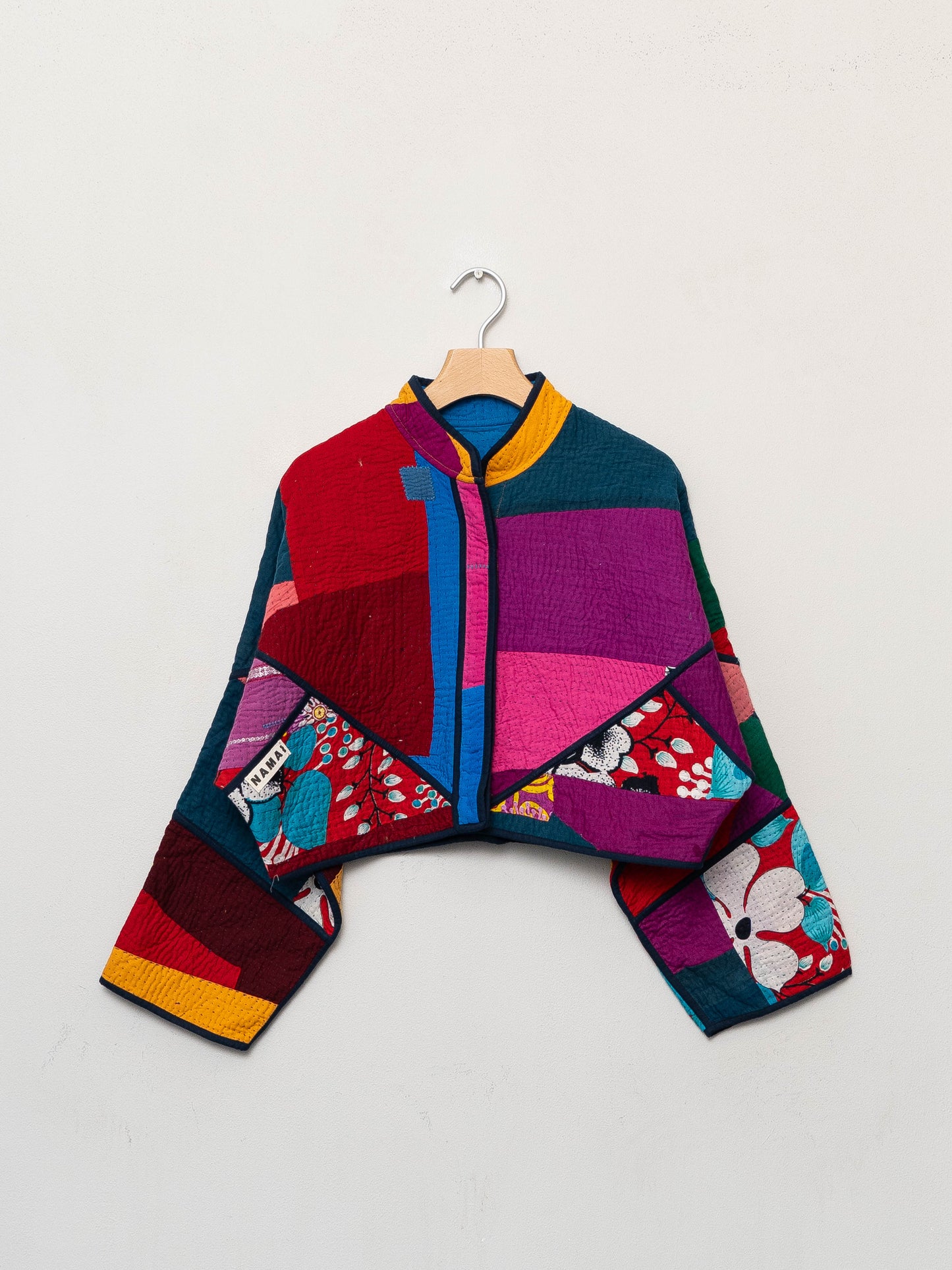 The Kaira Cropped Quilted Patchwork Kantha Jacket